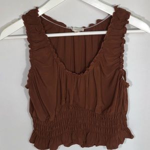 L.A. Hearts Brown Sleeveless Smocked Crop Top Size Medium